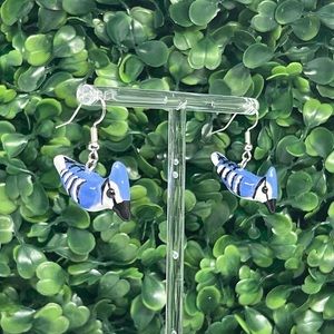Handmade blue Jay earrings